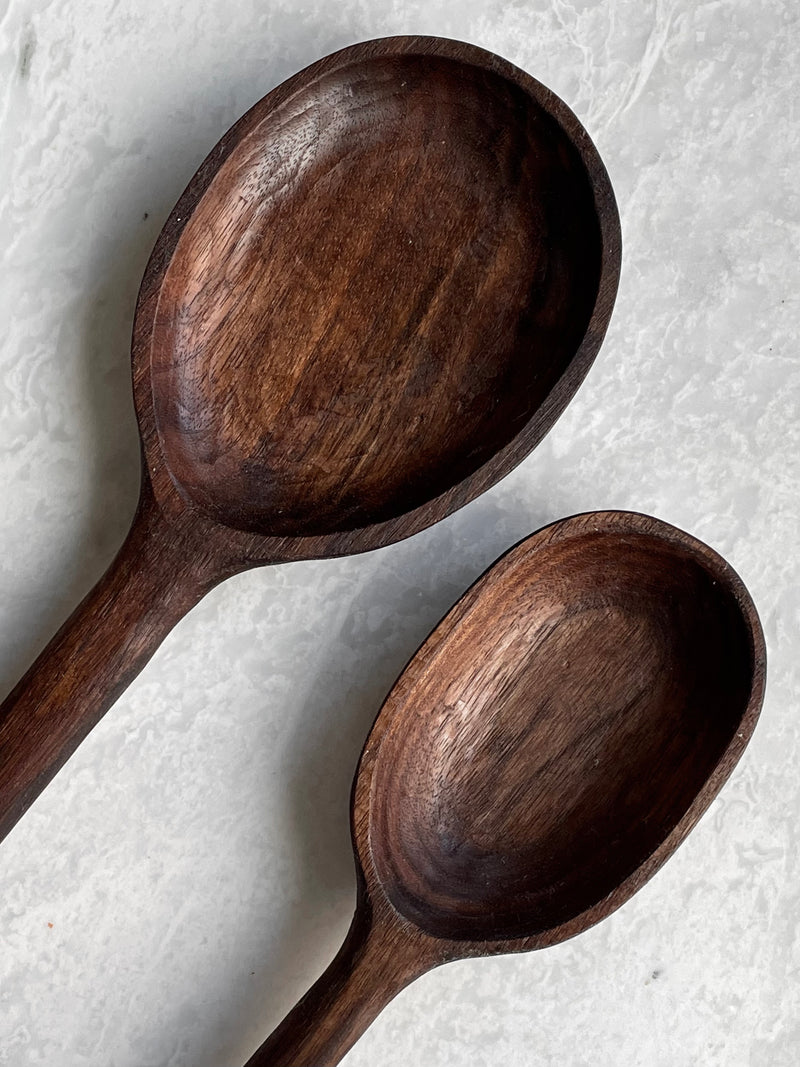 Hand Carved Long Handle Cooking Spoon - Walnut