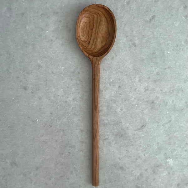 Hand Carved Long Handle Cooking Spoon - Cherry Wood