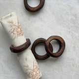 Hand Carved Wood Napkin Rings - Walnut - Set of 4