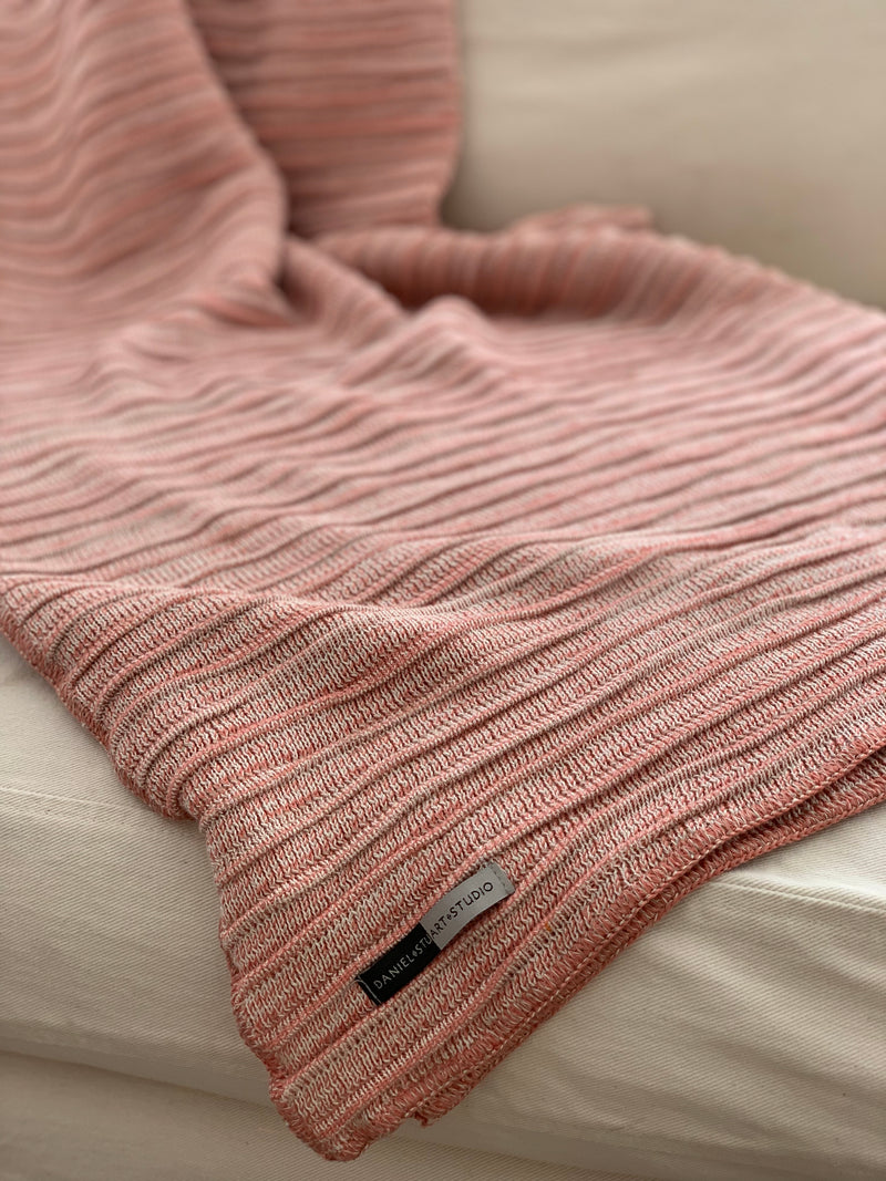 Pleated Knit Throw and Blanket - Blush