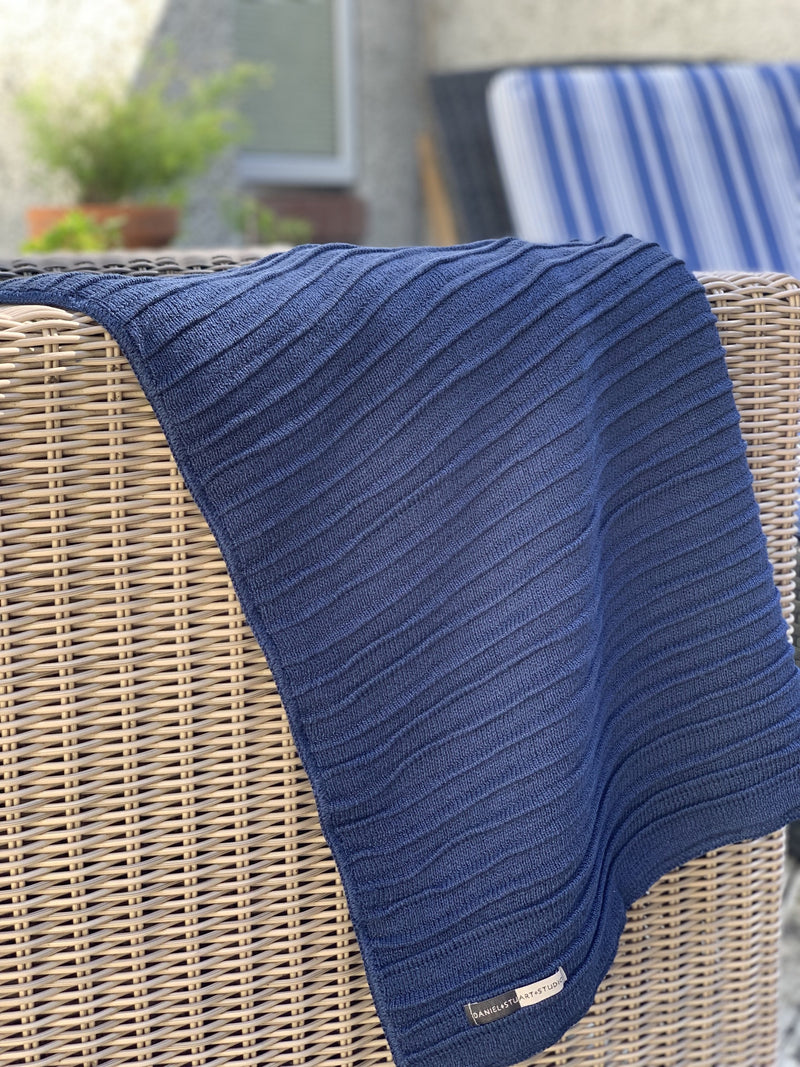 Pleated Knit Throw - Lapis