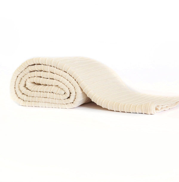 Pleated Knit Throw - Ivory