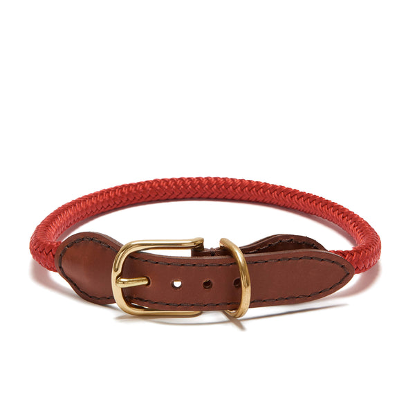 Adjustable Rope Dog Collar - Red