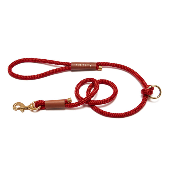 Rope Dog Leash - Brass - Red