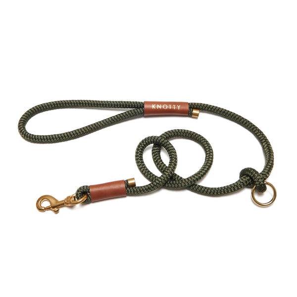 Rope Dog Leash - Brass - Olive