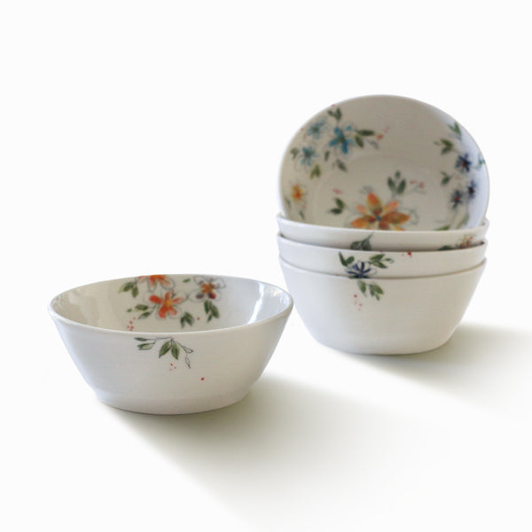 Porcelain Soup Bowls - Floral Collection - Minimalistic