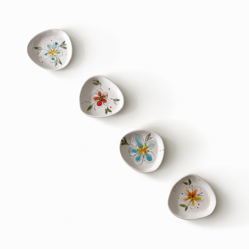 Porcelain Small Condiment Dish - Floral Collection - Set of 4