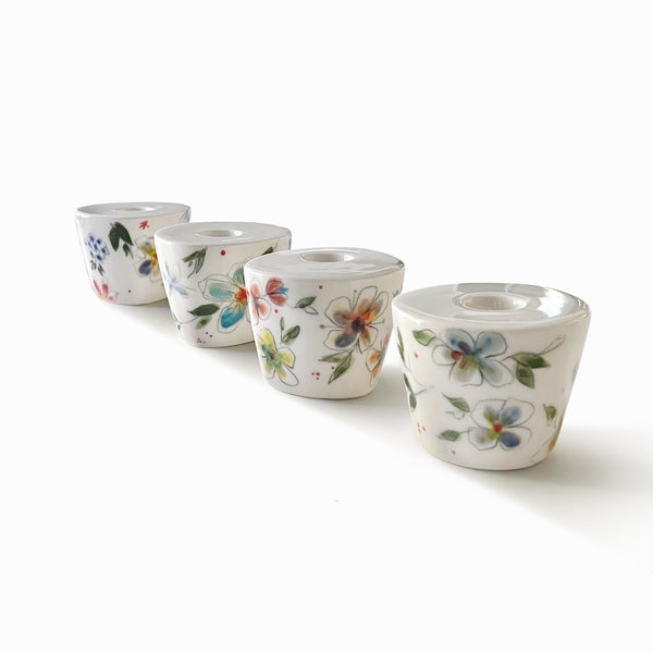 Porcelain Candle Holders - Floral Collection  - Set of 2