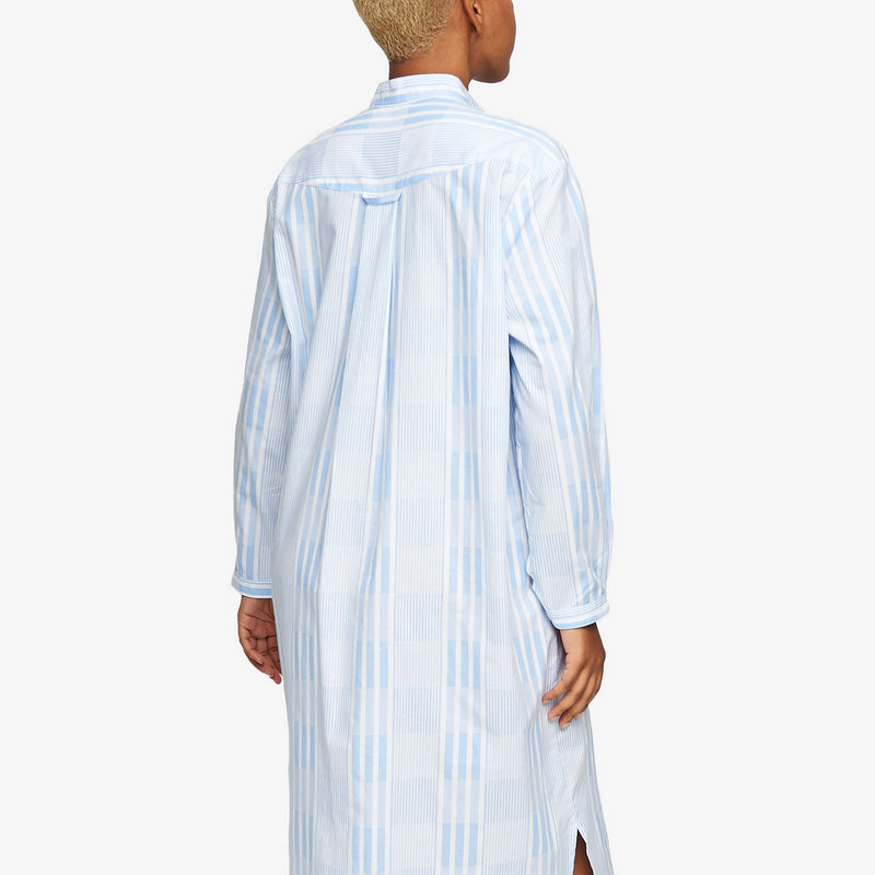 Ankle Length Sleep Shirt Soft Sky Stripe - One Size