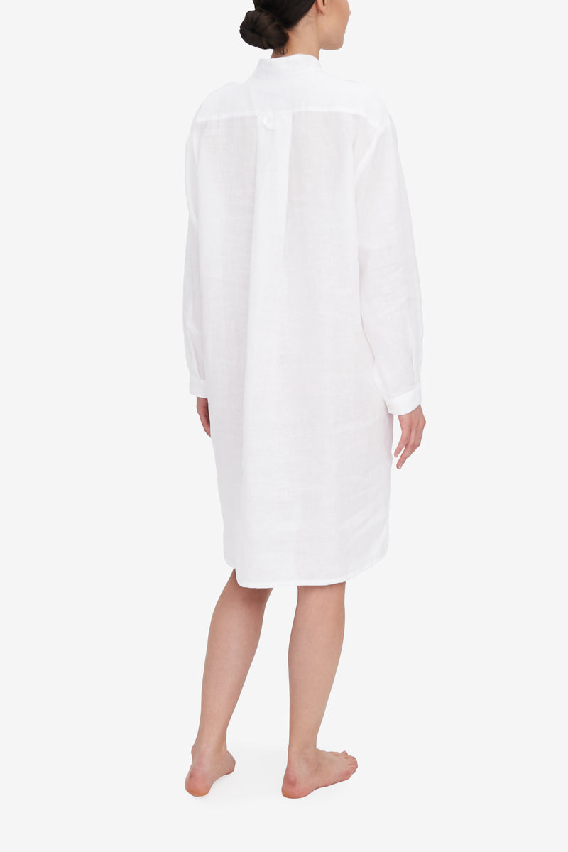 Long Sleep Shirt - 100% Linen - White