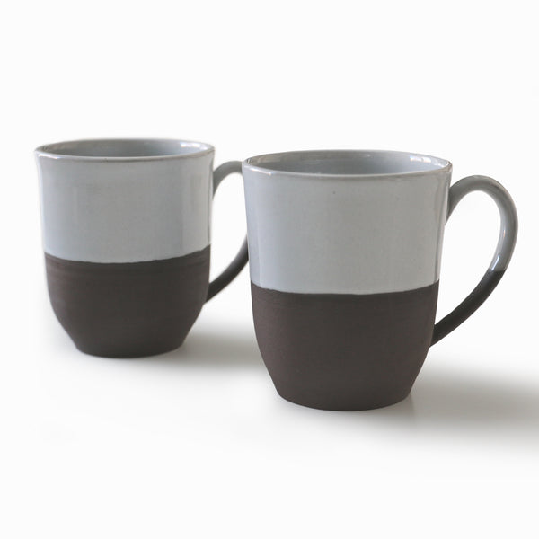 Dark Two-Tone Sandstone Stoneware - Tall Mugs - Set of 2