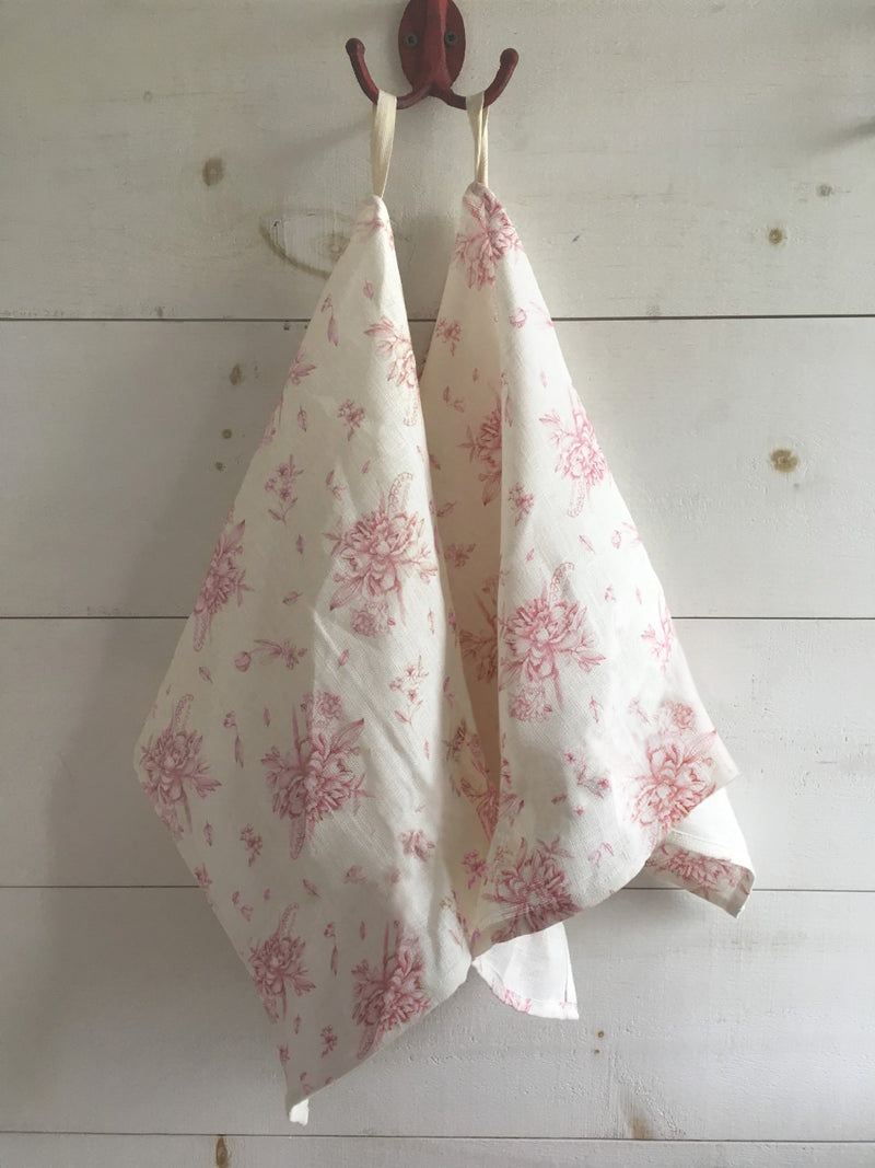 100% Pure Linen Tea Towels- Champs Rosé