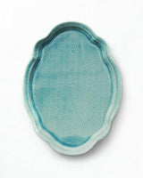 Porcelain Floral Medium Oval Serving Platter - Teal