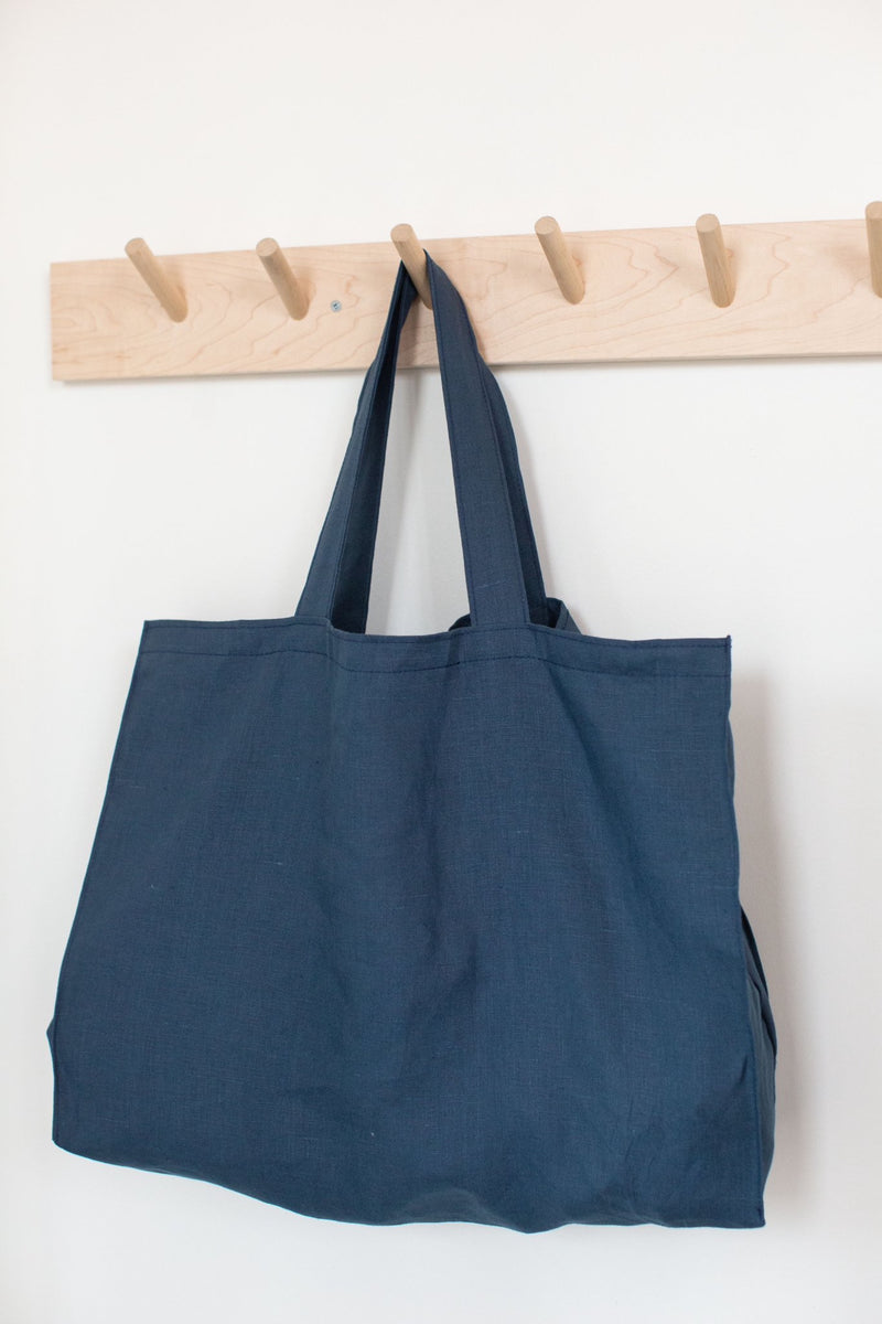 Large Linen Bag - Navy Blue
