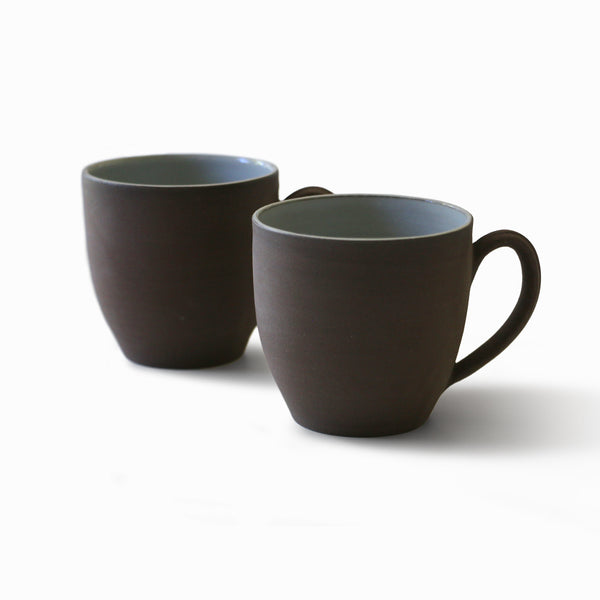 Dark Brown Sandstone Stoneware - Coffee Cups - Set of 2